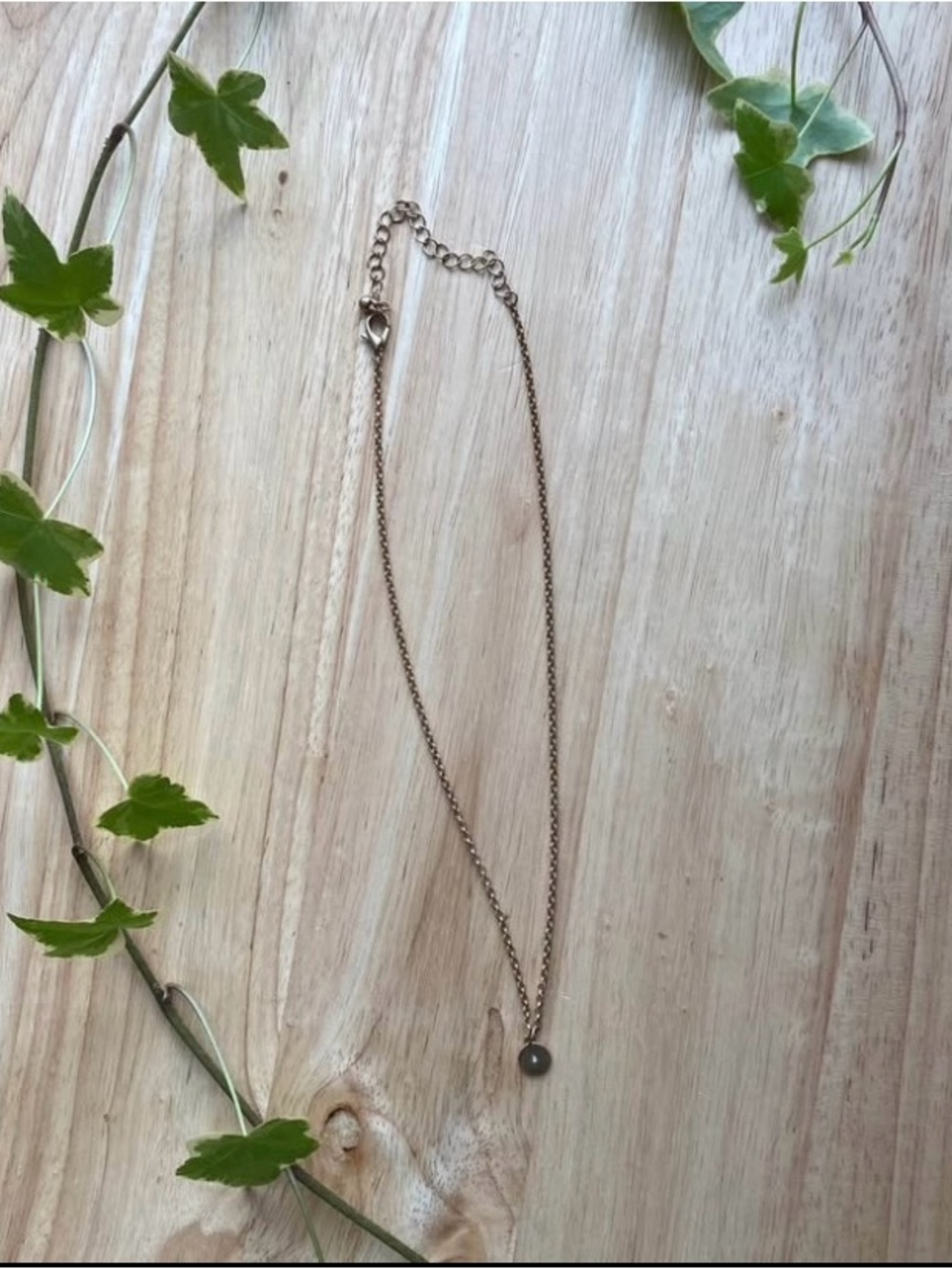 Delicate Gold-tone Necklace with circle and small gem Pendant - Women Jewelry